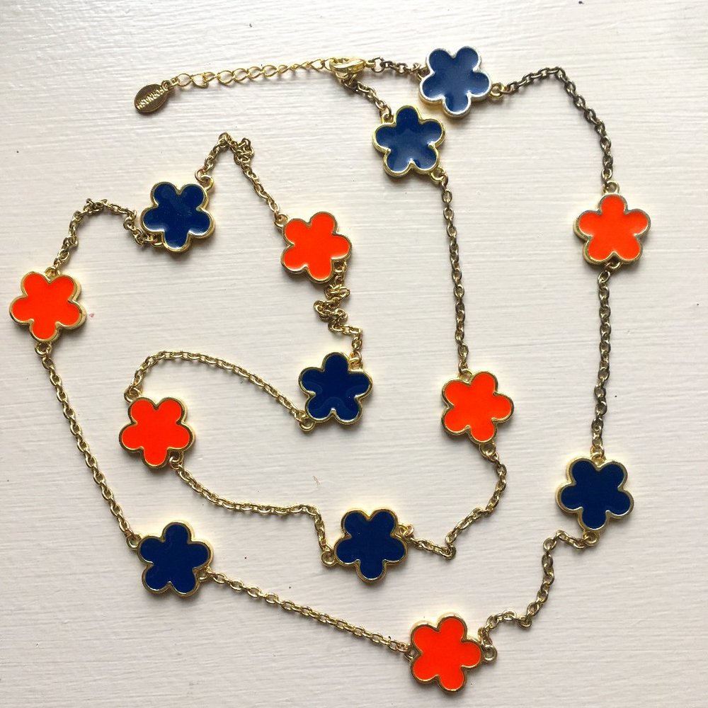 Fornash colorful enamel flower necklace